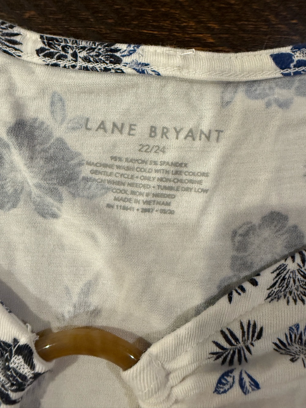 Lane Bryant White Blue Floral Keyhole Tunic Top - Picture 5 of 10